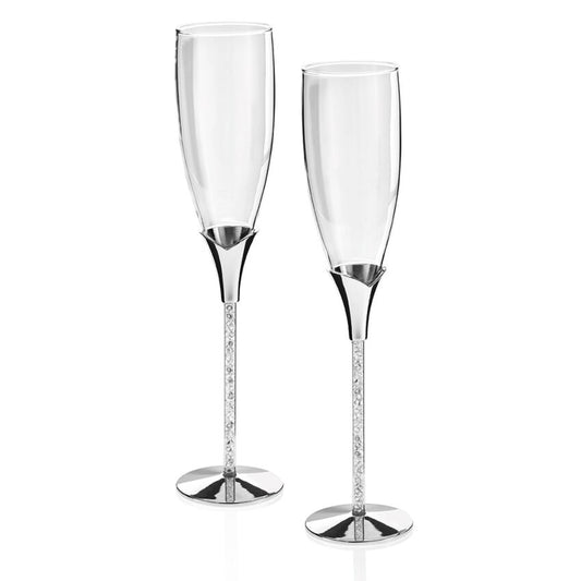 Coppia calici flute in metallo con strass Ottaviani Ref.77331